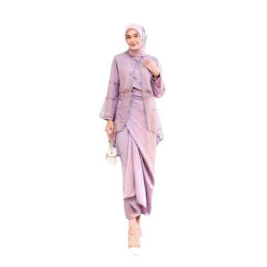 One Set Clarisa Kebaya Wanita Setelan Rok Lilit Baju Kondangan Wanita LAVENDER