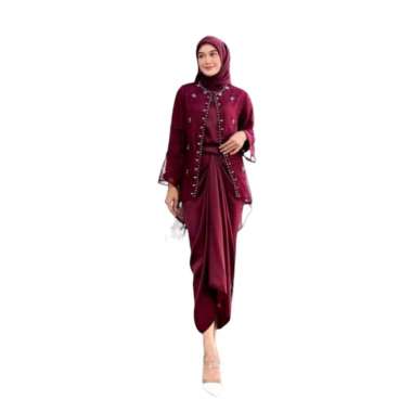 One Set Clarisa Kebaya Wanita Setelan Rok Lilit Baju Kondangan Wanita MAROON