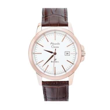 ALEXANDRE CHRISTIE AC 1008 ROSEGOLD WHITE LEATHER MAN MDLRGSL