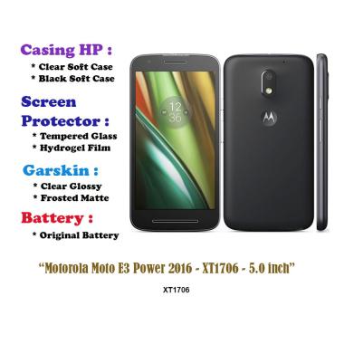 Motorola Moto E3 Power 2016 - XT1706 - 5.0 inch - Case - Screen Protector - Battery - Dll Tempered G