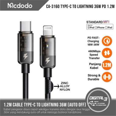 MCDODO CA-3160 Kabel Type C To Lightning Iphone Cable Auto Off 36W PD