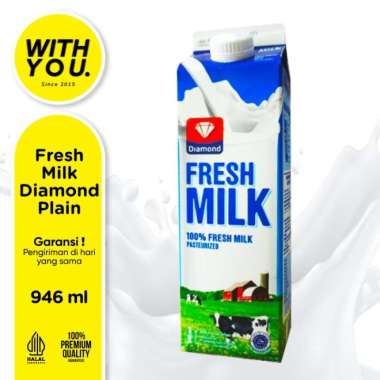Promo Harga Diamond Fresh Milk Plain 946 ml - Blibli