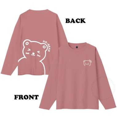 ELLIPSESINC Kaos Oversize Wanita Lengan Panjang HO BEAR Jumbo HITAM