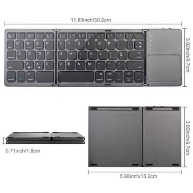 Foldable Wireless Keyboard Bluetooth Keyboard Touchpad Trackpad Lipat Multicolor