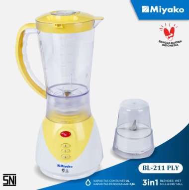 Blender Plastik Miyako 3 in 1 - 1,5 L (BL-211 PLY) Kuning