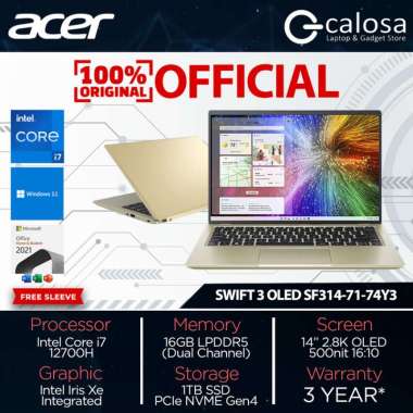 Acer Swift Oled SF314-71-74Y3 - i7-12700H-16GB-1TB-Win 11 & OHS