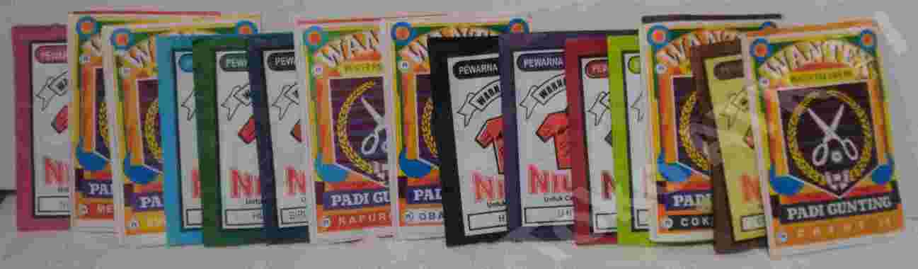 Pewarna Kain krem, kuning, merah, orange, pink, putih, ungu, hitam, biru muda, biru tua, hijau tua C