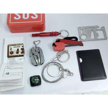 Set perlengkapan petualang SOS Tool Kit Emergency Outdoor Survival