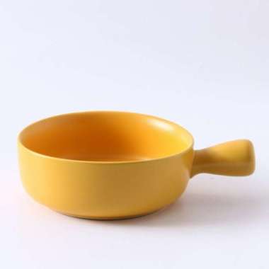 Mangkok Keramik Bowl Nordic Style With Handle Kuning