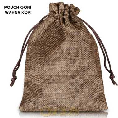 Tas serut mini goni Pouch Goni Warna Kopi
