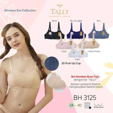 BRA KEMBEN BH TALLY 3125 TANPA KAWAT BUSA TIPIS SIZE 34 36 38 40 I CUP B PUSH UP CUP 3D 40