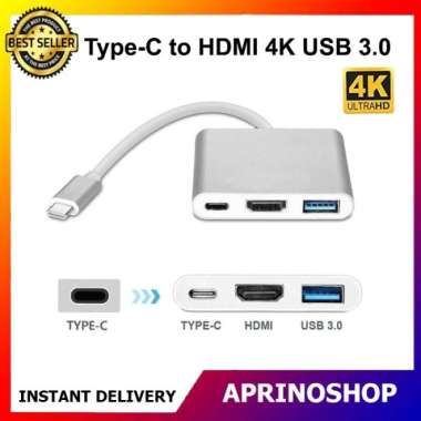 Converter Type C to HDMI USB Type-C 3 in 1 Macbook Adapter Konektor