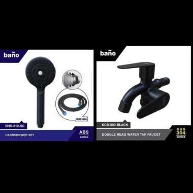 Paket Hand Shower Hitam Bano Dan Kran Cabang Hitam Bano