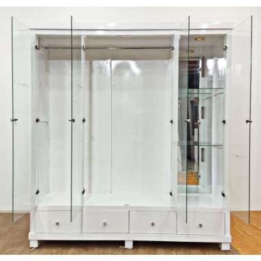 lemari gamis 4 pintu minimalis 3 pintu gantungan 1 rak kaca