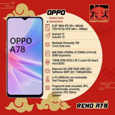 Oppo A78 5G 8/128 RAM 8GB Internal 128GB Garansi Resmi Indonesia Purple