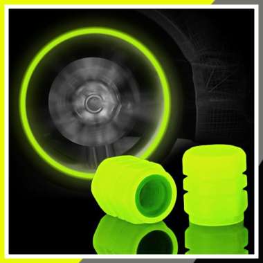 [0522] Tutup Pentil Nyala 2 Pcs Ban Mobil Motor Sepeda Glow In The Dark Luminous Neon 2 Pcs Merah
