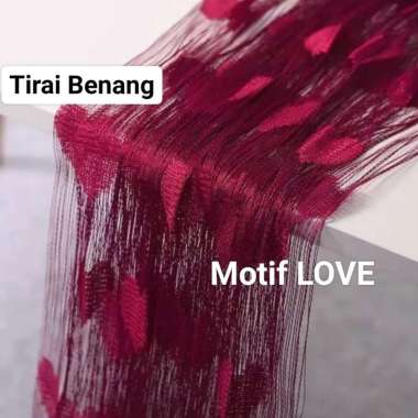 Tirai Benang Motif Love Tirai Pintu Dan Jendela gorden banyak pilihan Warna BAGUS & Mewah Hijau Stab