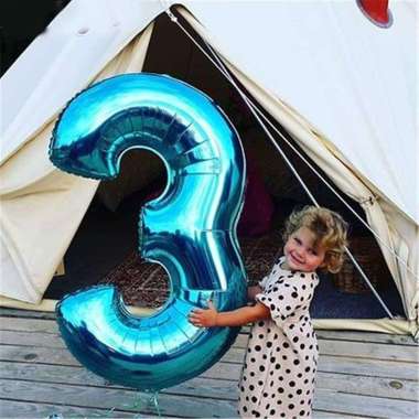 Angka Foil Biru 100cm/Balon Foil/Balon Angka 1