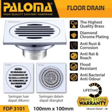 Floor Drain Paloma FDP 3101 CH kuningan saringan Got anti Bau