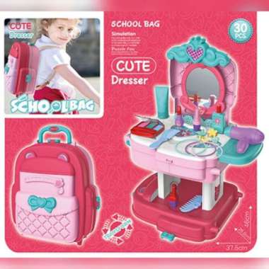 mainan anak masak dan makeup cute dresser / chef kitchenn school bag Multicolor