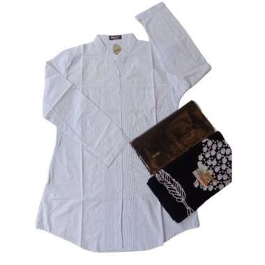 Setelan Kemeja Putih Santriwati Polos Bisa Seragam Sarung Aqil Multicolor