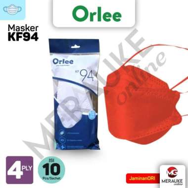 Masker ORLEE Earloop 4 Ply KF94 Sachet 10s Merah