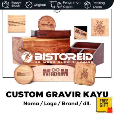 GRAVIR KAYU CUSTOM LOGO / NAMA / BRAND UKIR LASER GRAFIR