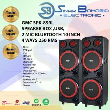 GMC SPK-899L SPEAKER BOX ,USB, 2 MIC BLUETOOTH 10 INCH 4 WAYS 250 RMS (NEW) (KHUSUS BANDUNG)