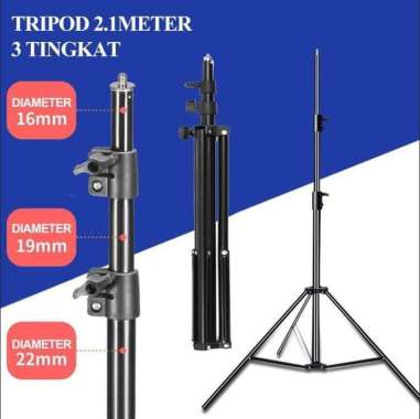 LIGHT STAND TRIPOD 2 METER TRIPOD KAMERA 3 TINGKAT RINGLIGHT STUDIO