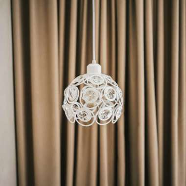 Sarmi | kap lampu gantung hias elegan klasik hitam putih kristal bulat