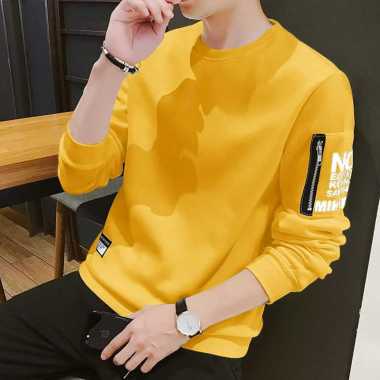 GERALD-Baju Atasan Kaos Pria Lengan Panjang Martin Baju Sweater Cowok Kuning XXL