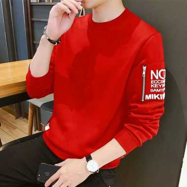 GERALD-Baju Atasan Kaos Pria Lengan Panjang Martin Baju Sweater Cowok Merah XXL