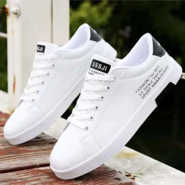 SPV SEPATU Sneakers Putih & Hitam WHITE&BLACK ss.senji koran sepatu cowok pria fashion 43 hitam