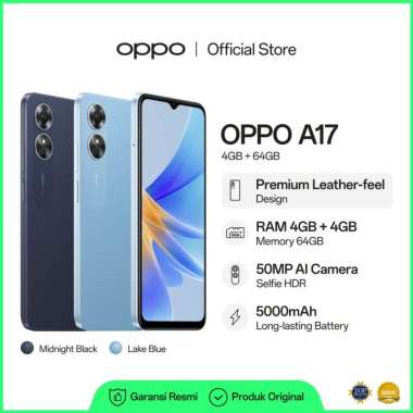 OPPO A17 RAM 4/64 GB GARANSI RESMI BISA KREDIVO / PAYLATER