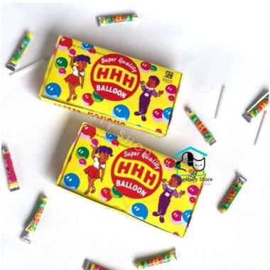 Balon Tiup Sedotan Jadul HHH (1 Kotak isi 32 pcs)