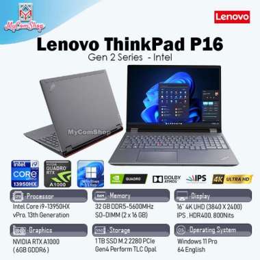 LENOVO THINKPAD P16 i9-13950HX 32GB RAM 1TB SSD RTX A1000 6GB 16" UHD