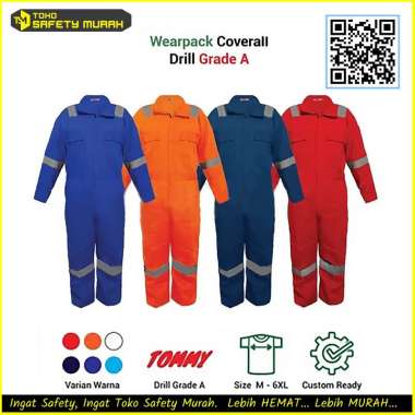 Wearpack Terusan Safety Tommy Coverall Wearpak Safety Baju Kerja Proyek PUTIH XL