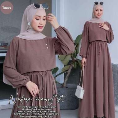 FBT Baju Setelan Wanita Kekinian NAFISA MAXY SET CRINKLE AIRFLOW DAPAT OUTER + INNER Dress Kondangan