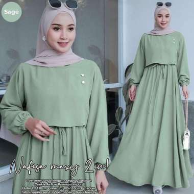 FBT Baju Setelan Wanita Kekinian NAFISA MAXY SET CRINKLE AIRFLOW DAPAT OUTER + INNER Dress Kondangan