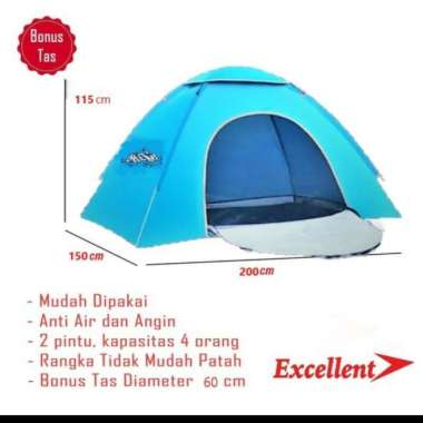 TENDA CAMPING BUKA OTOMATIS ORIGINAL EXCELLENT TIPE 2-3 ORANG - loreng loreng