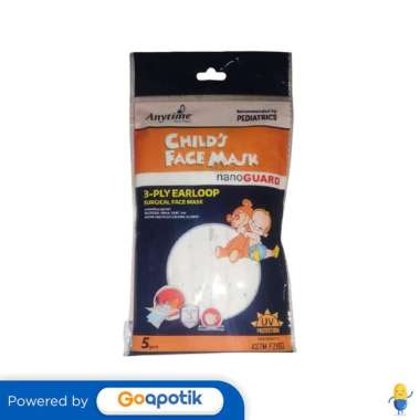 ANYTIME 3PLY SURGICAL CHILD'S FACE MASK EARLOOP MOTIF PACK 5 PCS