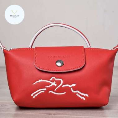 Longchamp Cuir Xtra Pouch Embossed Horse - 100% Authentic