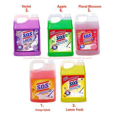 SOS 4L Pembersih Lantai Lemon Bersih & Melindungi 4Liter Cairan Pel S.O.S Lantai Bersih & Melindungi