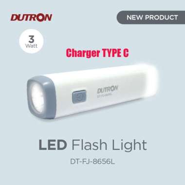 DUTRON 8656L Senter Mini Pocket LED Flashlight 3W + 4 LED emergency Putih