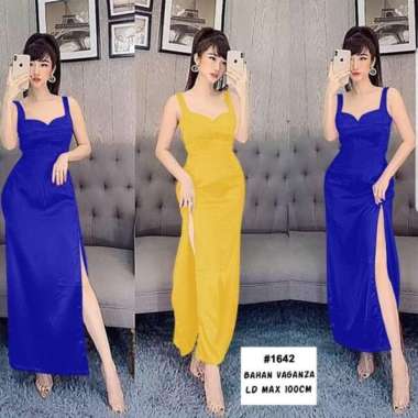 1642 Longdress Sexy/Longdress Korea/Longdress Vaganza/Baju Pesta Kuning