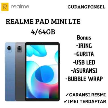 Realme pad mini LTE 4/64gb Garansi resmi + bonus 4/64gb blue
