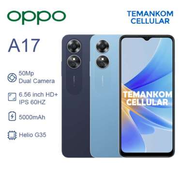 Oppo A17 4/64 RAM 8GB 4+4 Extended Garansi RESMI Indonesia Biru