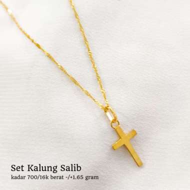set kalung wanita model kalung salib elegan dan stylish emas asli