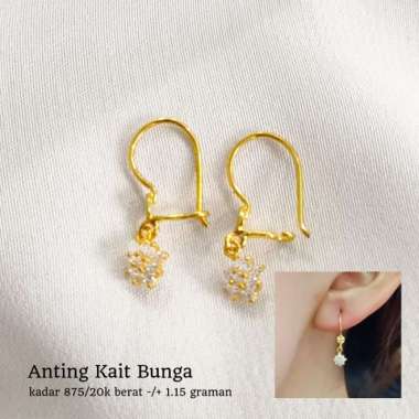 Cakep banget anting kait wanita model markis bunga elegan emas asli