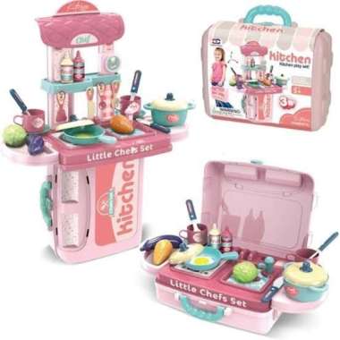 Mainan Edukasi Anak - Kitchen Play Set 3in1 Koper Chef Mainan / 008-971